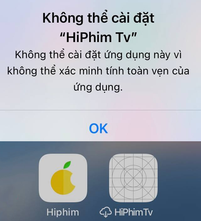 Màn hình báo lỗi cài đặt